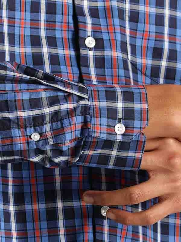 Indian Terrain Men Checkered Navy Shirt